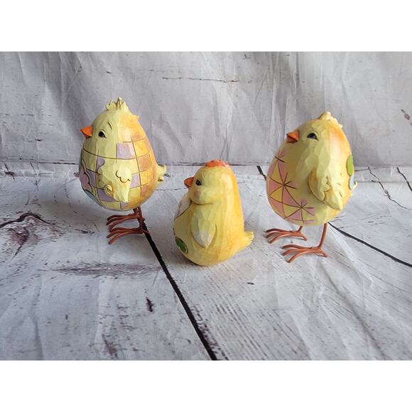 Jim Shore Chickens Easter Spring Chick Egg Heartwood Creek Edition Set 3 Chicks - Picture 9 of 13